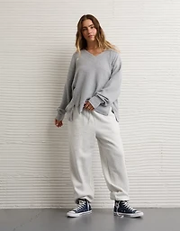 AE Big Hug V-Neck Waffle Sweatshirt