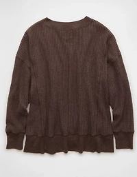 AE Big Hug V-Neck Waffle Sweatshirt