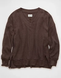 AE Big Hug V-Neck Waffle Sweatshirt