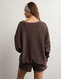 AE Big Hug V-Neck Waffle Sweatshirt