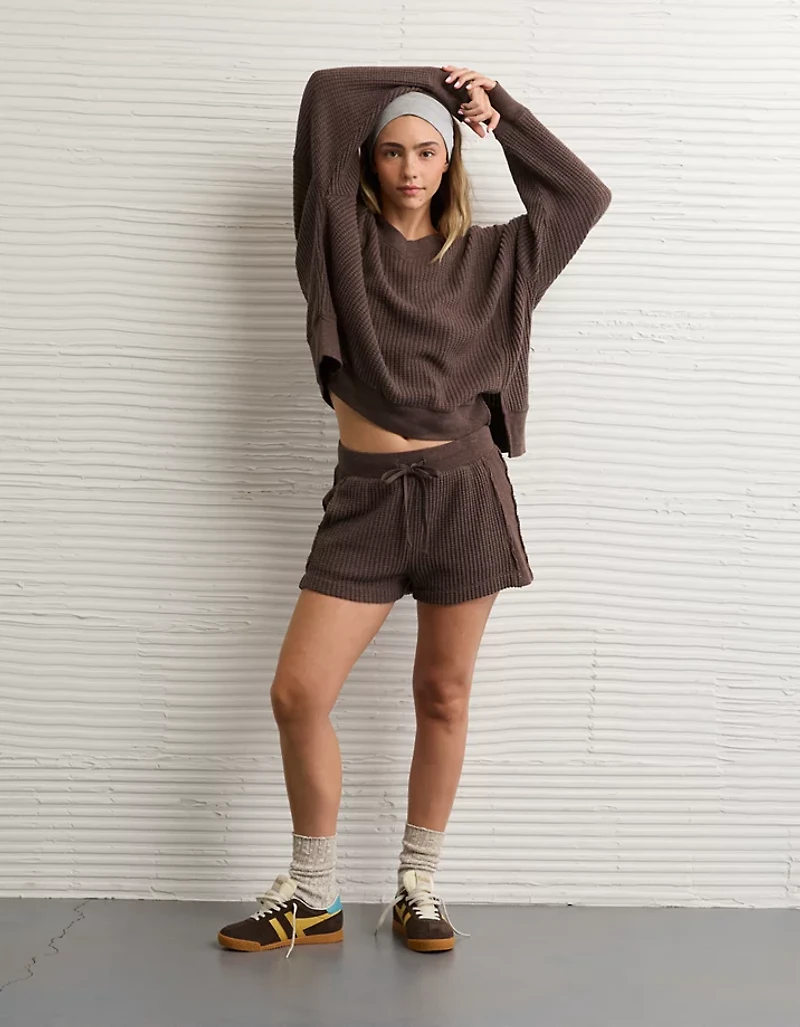 AE Big Hug V-Neck Waffle Sweatshirt