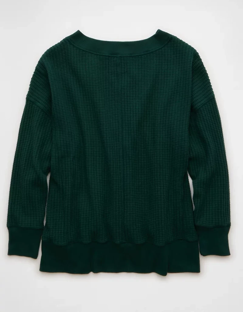 AE Big Hug V-Neck Waffle Sweatshirt