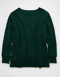 AE Big Hug V-Neck Waffle Sweatshirt