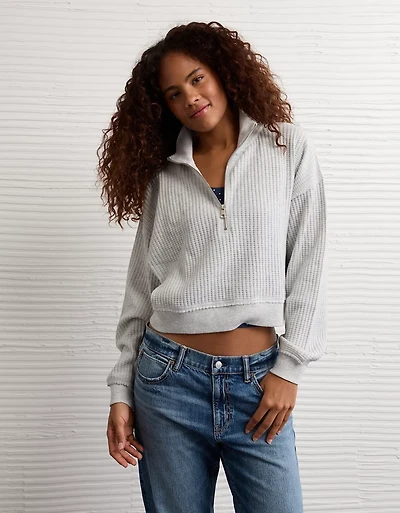 AE Half-Zip Waffle Fleece Sweatshirt