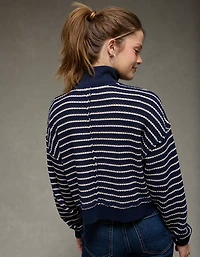 Chandail en molleton gaufré à demi-glissière AE