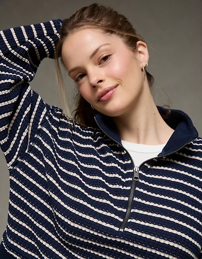 Chandail en molleton gaufré à demi-glissière AE