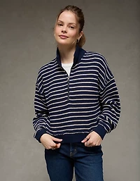 Chandail en molleton gaufré à demi-glissière AE