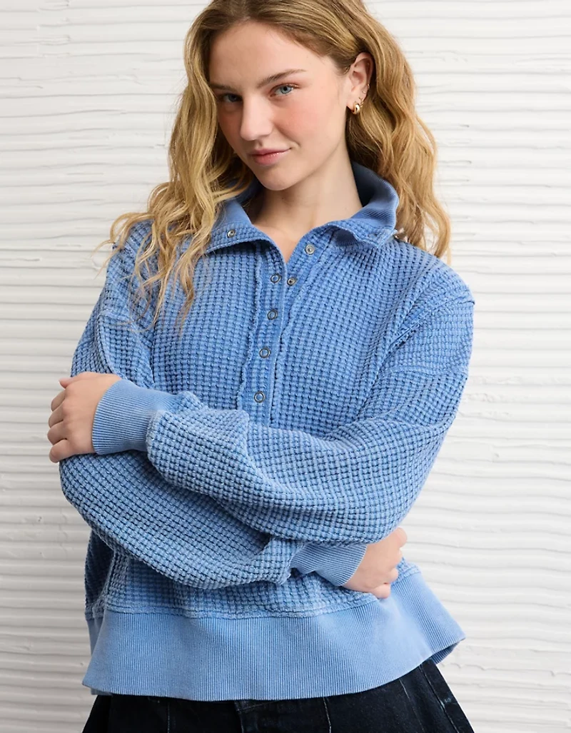 Chandail en molleton henley gaufré Big Hug AE