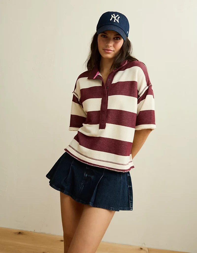 AE Campus Short-Sleeve Rugby Sweatshirt