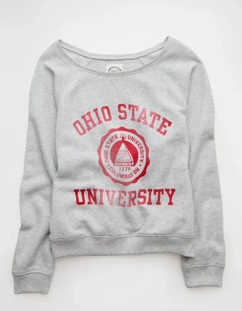 AE Ohio State Buckeyes Graphic Off The Shoulder Sweatshirt