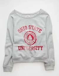 AE Ohio State Buckeyes Graphic Off The Shoulder Sweatshirt