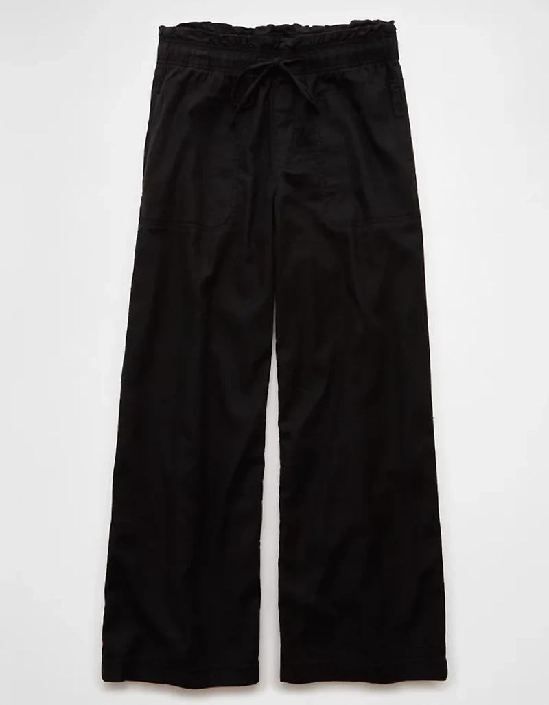AE Dreamy Drape Linen-Blend Pull-On Pant