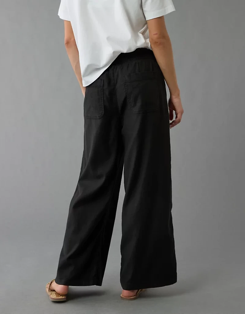 AE Dreamy Drape Linen-Blend Pull-On Pant