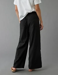 AE Dreamy Drape Linen-Blend Pull-On Pant