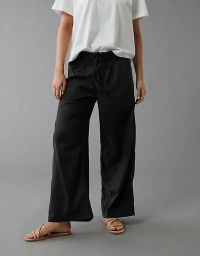 AE Dreamy Drape Linen-Blend Pull-On Pant