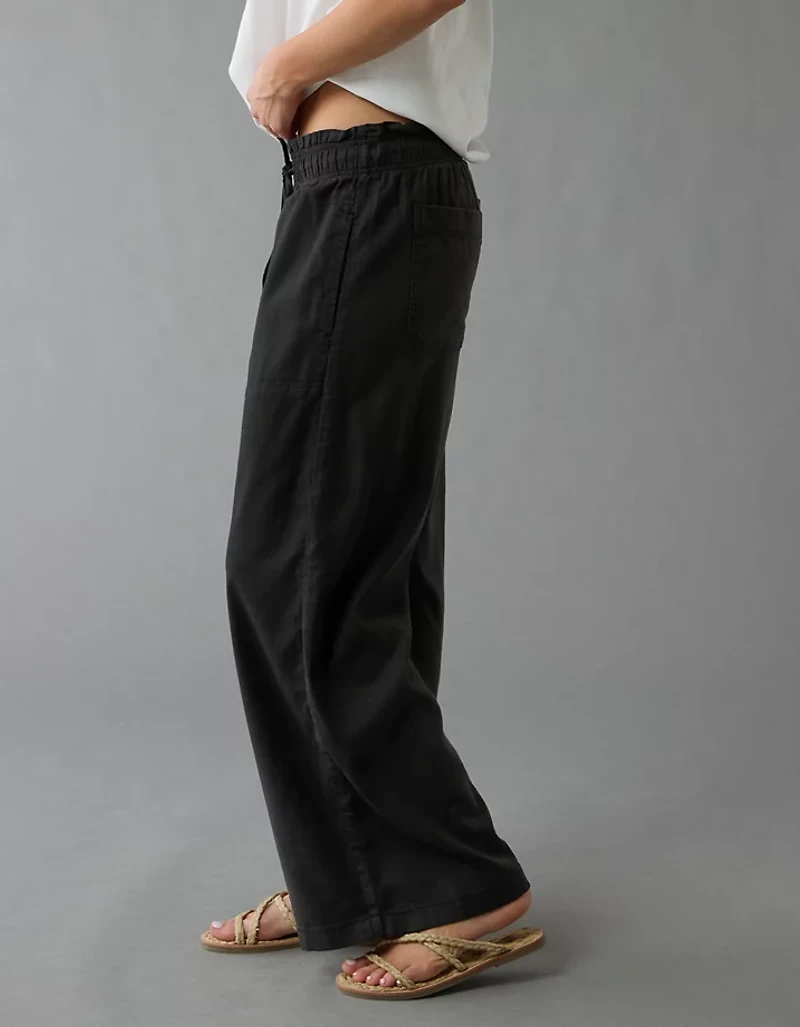 AE Dreamy Drape Linen-Blend Pull-On Pant