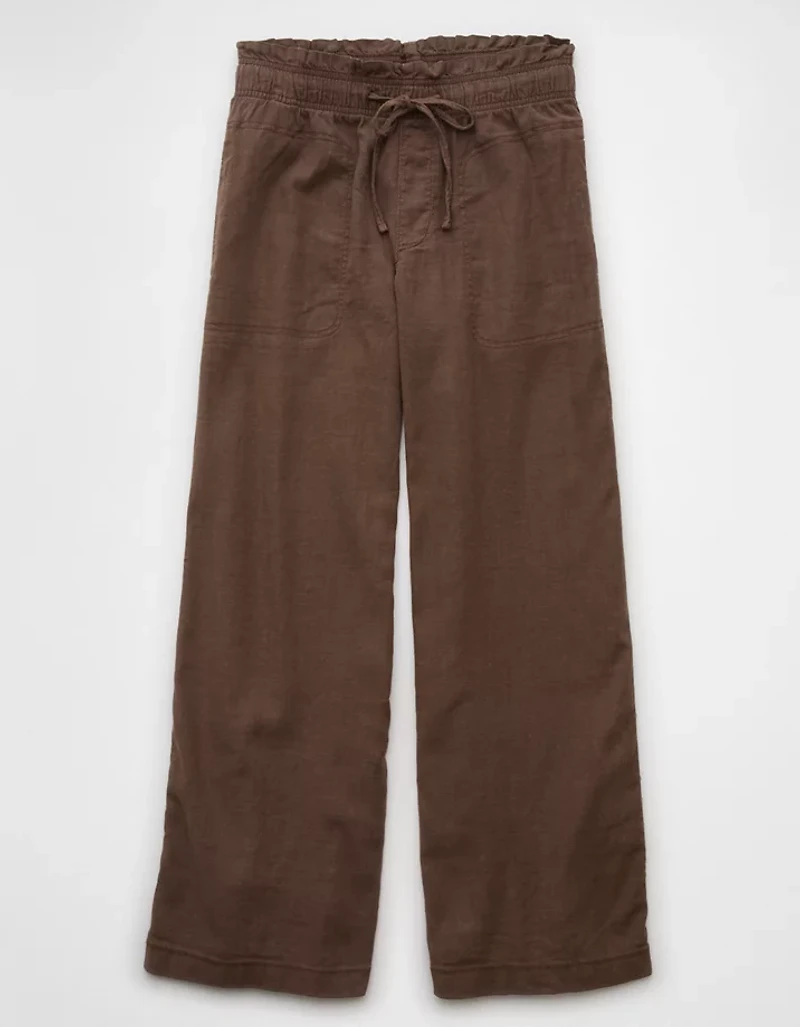 AE Dreamy Drape Linen-Blend Pull-On Pant