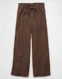 AE Dreamy Drape Linen-Blend Pull-On Pant