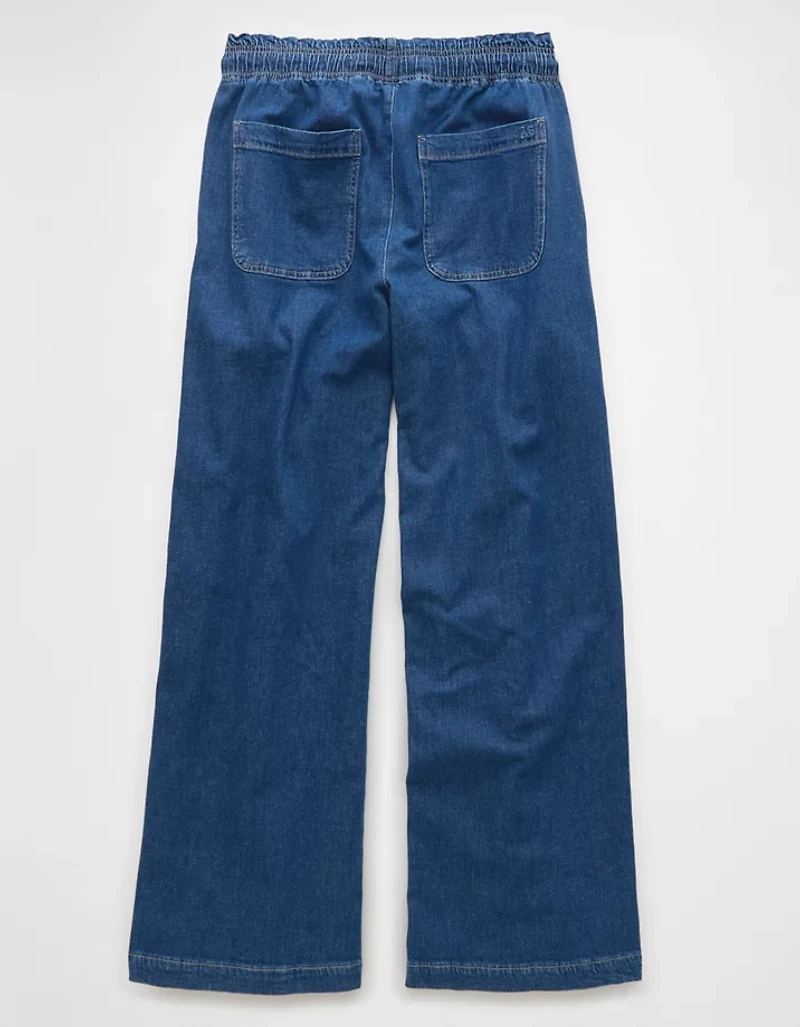Pantalon à ceinture élastique en mélange de lin Drapé rêve AE