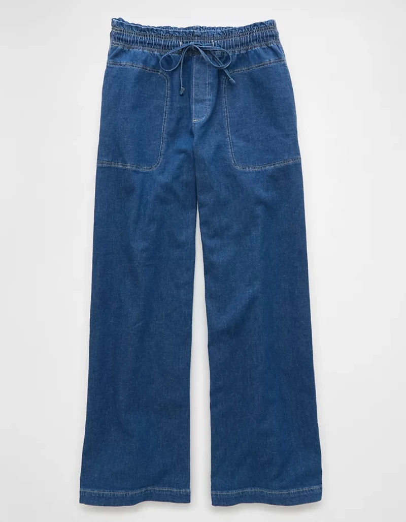Pantalon à ceinture élastique en mélange de lin Drapé rêve AE