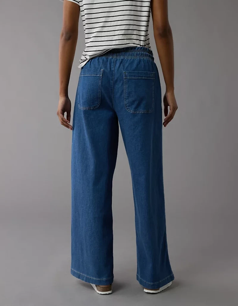 Pantalon à ceinture élastique en mélange de lin Drapé rêve AE