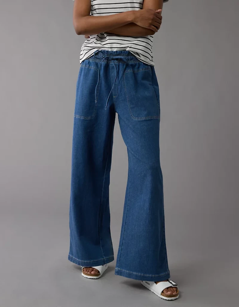 Pantalon à ceinture élastique en mélange de lin Drapé rêve AE