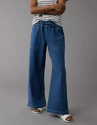 Pantalon à ceinture élastique en mélange de lin Drapé rêve AE