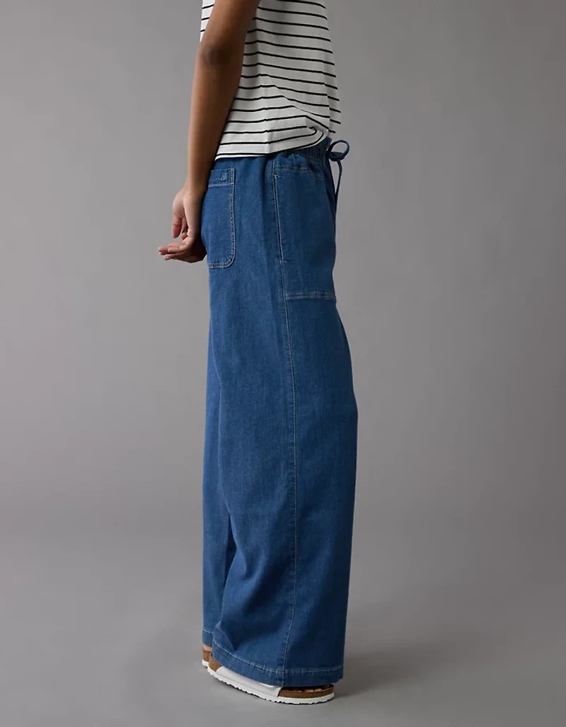 Pantalon à ceinture élastique en mélange de lin Drapé rêve AE