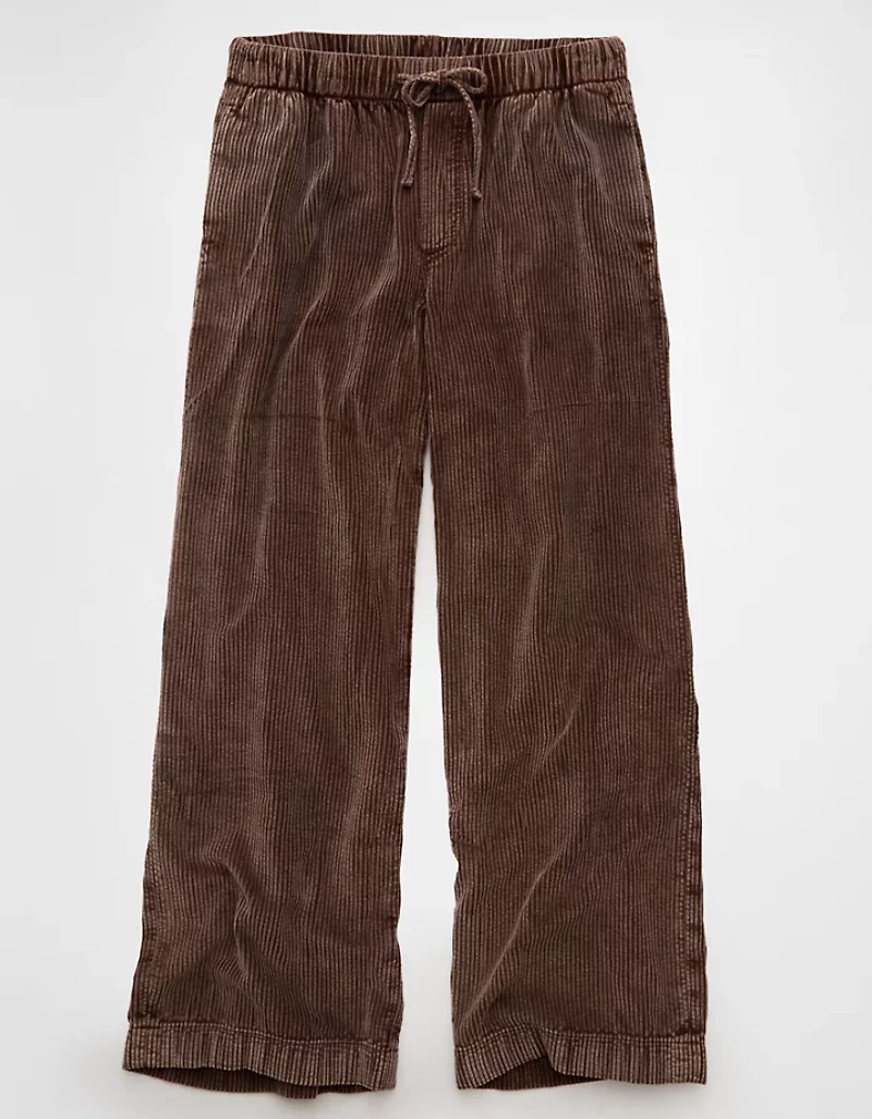 AE Stretch Corduroy Low-Rise Baggy Wide-Leg Pant