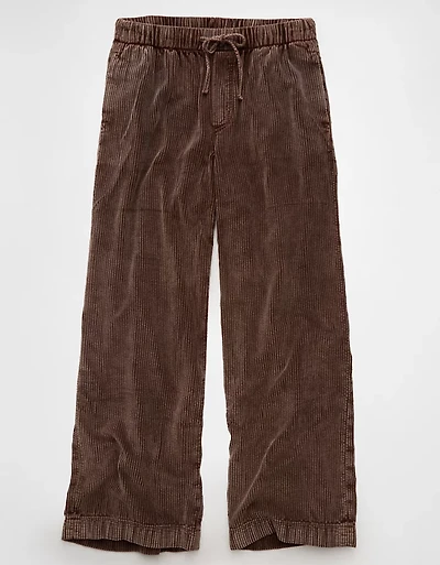Pantalon ample à jambe large et taille basse en velours côtelé extensible AE