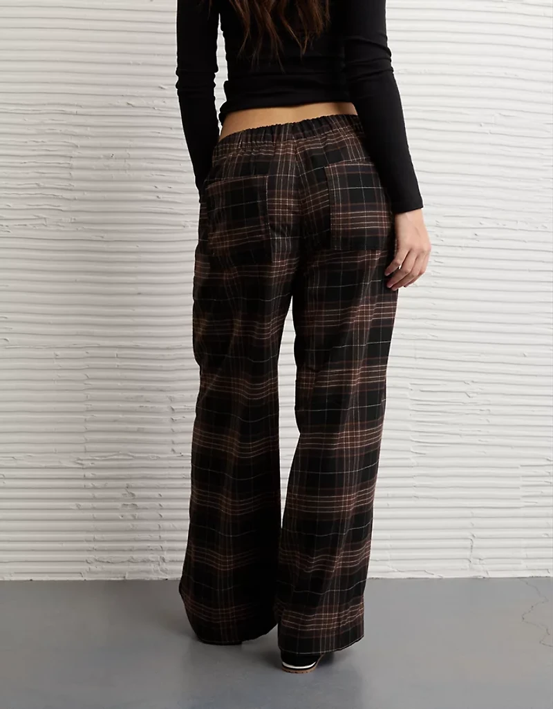 AE Plaid Pull-On Wide Leg Pant