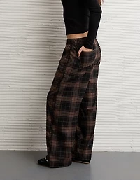 AE Plaid Pull-On Wide Leg Pant