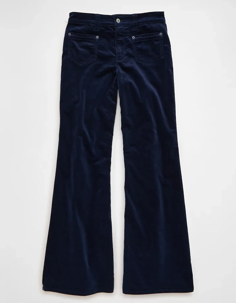 Pantalon à jambe évasée taille haute en velours côtelé AE