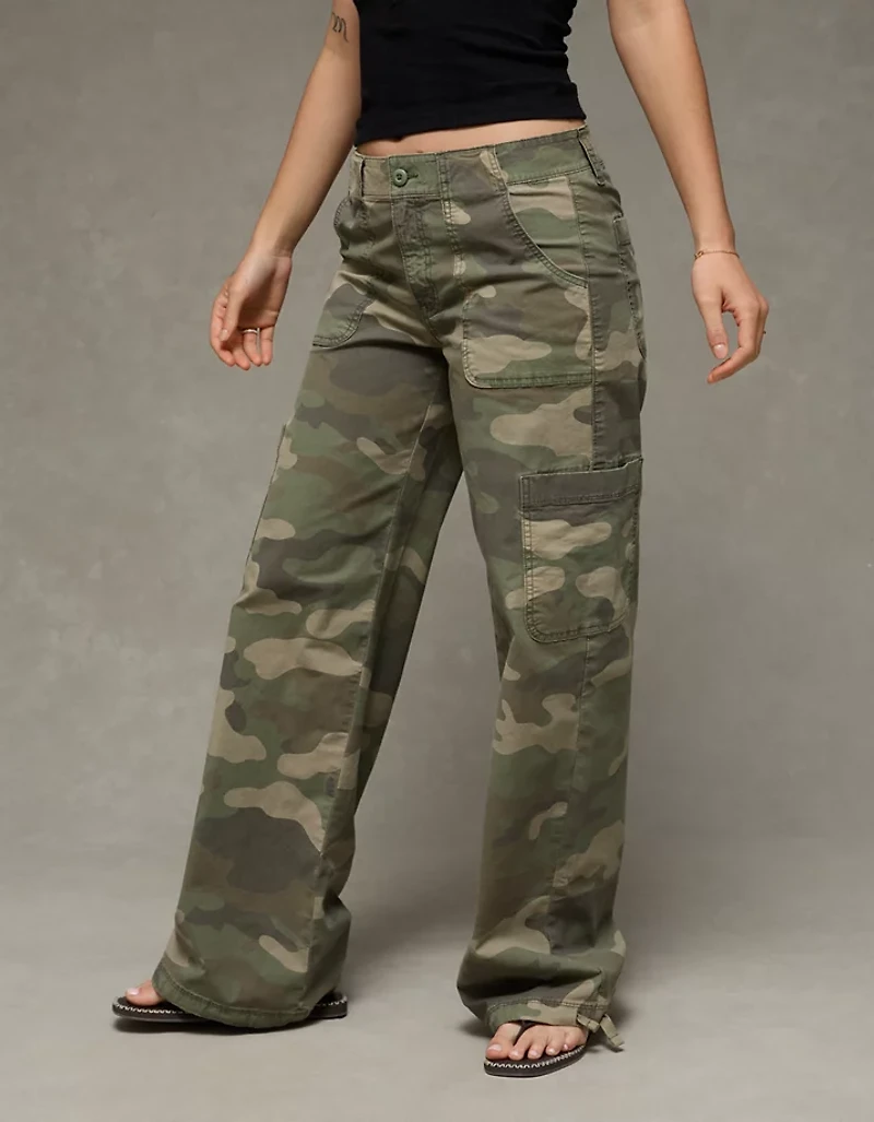 AE Stretch Camo Mid-Rise Wide-Leg Pant