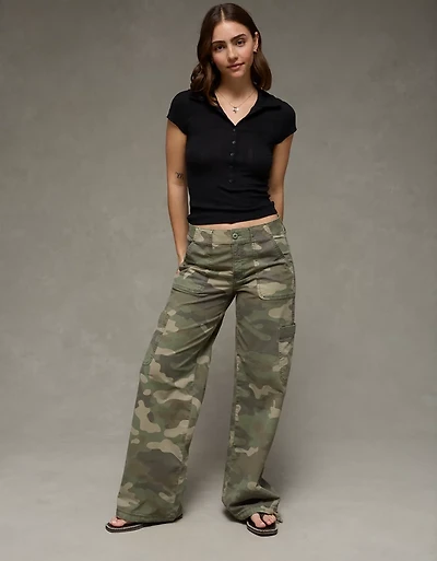 AE Stretch Camo Mid-Rise Wide-Leg Pant