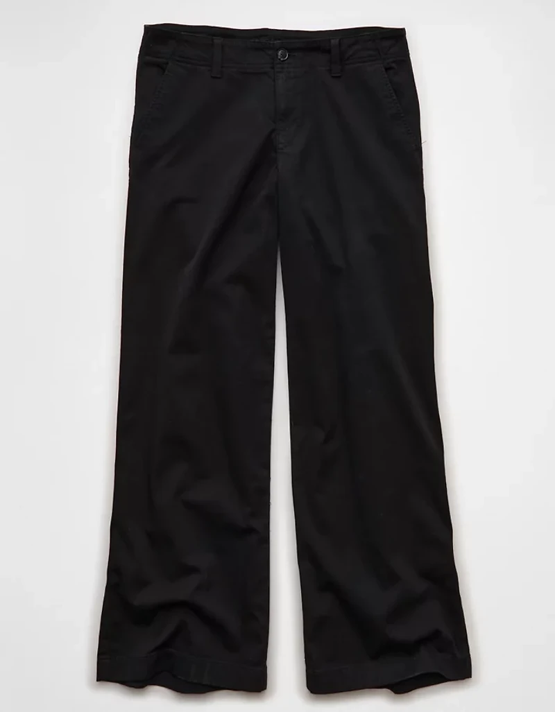 AE Low-Rise Wide-Leg Khaki Pant