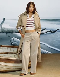 Pantalon kaki à jambe large et taille basse AE