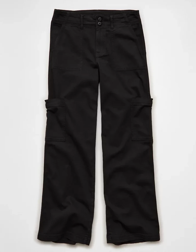 Pantalon cargo à jambe large taille très haute extensible AE