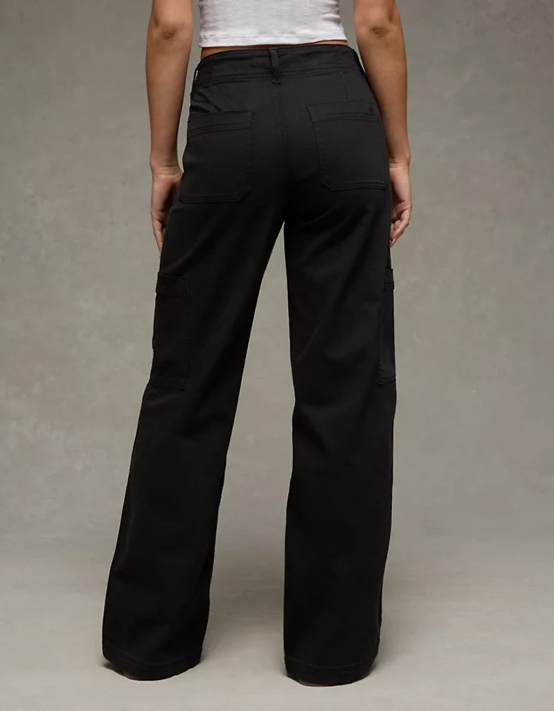 Pantalon cargo à jambe large taille très haute extensible AE