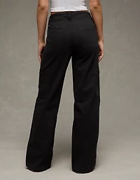 Pantalon cargo à jambe large taille très haute extensible AE