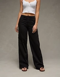 Pantalon cargo à jambe large taille très haute extensible AE