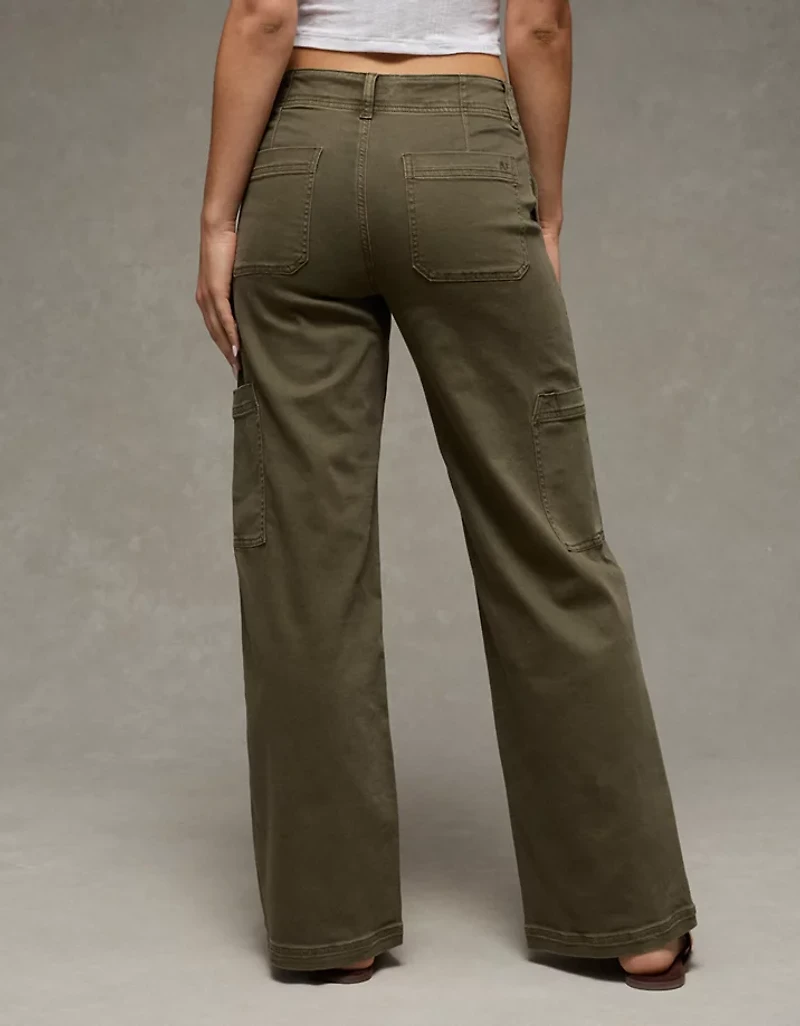 AE Stretch Super High-Waisted Wide-Leg Cargo Pant