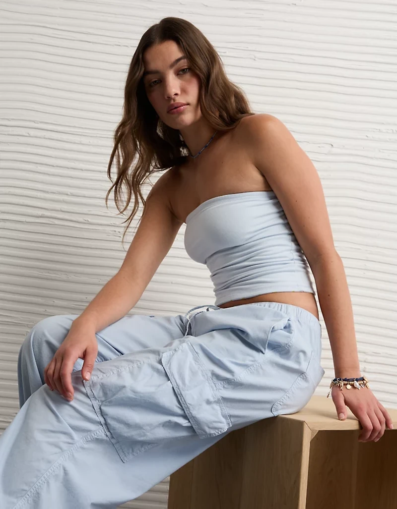 Pantalon parachute de style cargo ample à taille basse AE