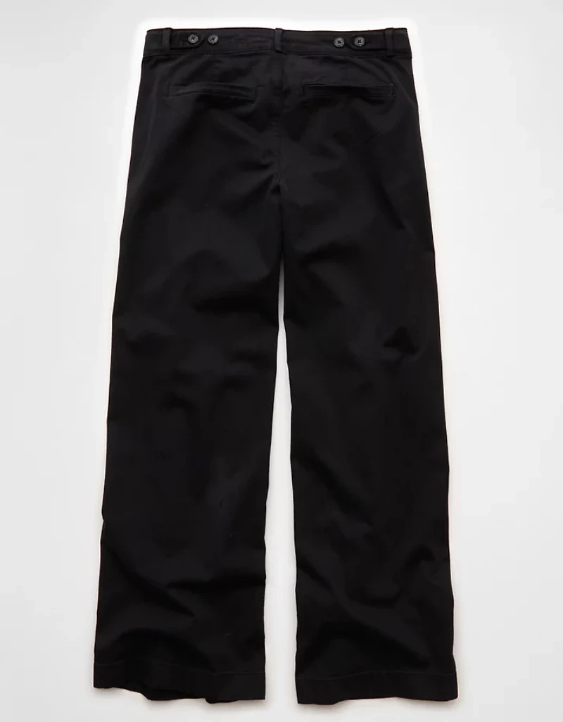 AE Stretch Low-Rise Wide-Leg Khaki Pant