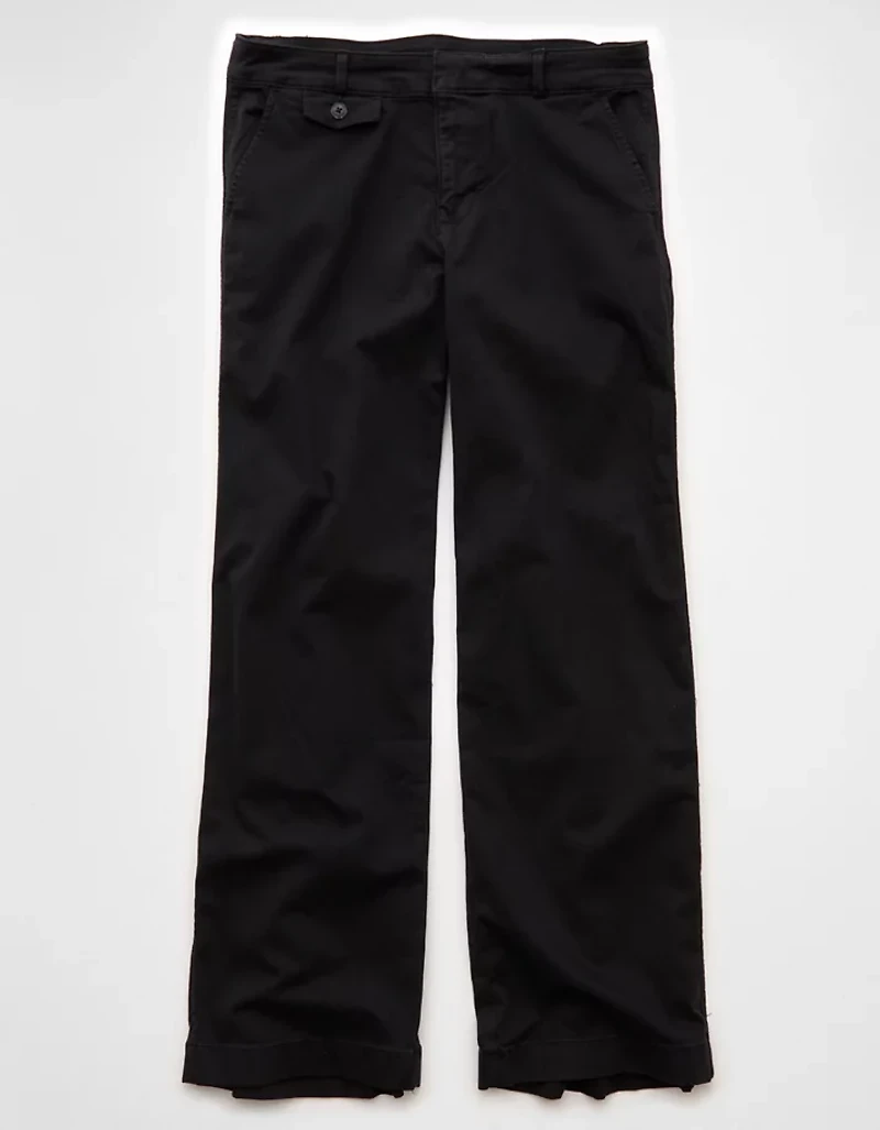 AE Stretch Low-Rise Wide-Leg Khaki Pant