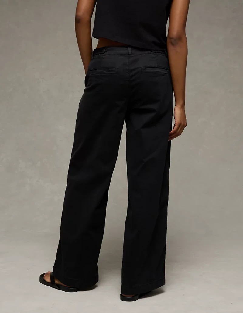 AE Stretch Low-Rise Wide-Leg Khaki Pant