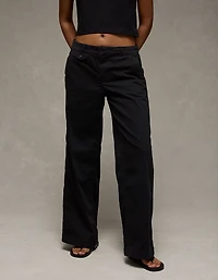 AE Stretch Low-Rise Wide-Leg Khaki Pant