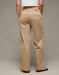AE Stretch Low-Rise Wide-Leg Khaki Pant