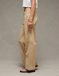 AE Stretch Low-Rise Wide-Leg Khaki Pant