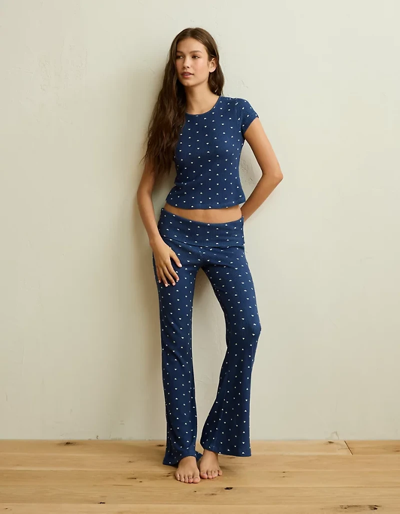 AE Luxe Plush Waffle Foldover Flare Pant